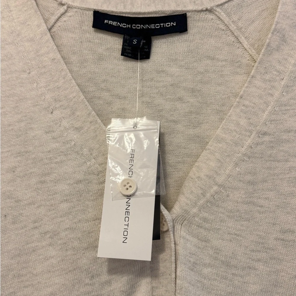 French Connection Cream V-Neck Cardigan Small - Picture 3 of 5